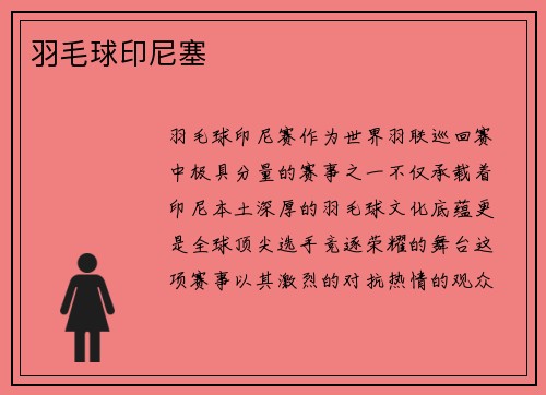 羽毛球印尼塞